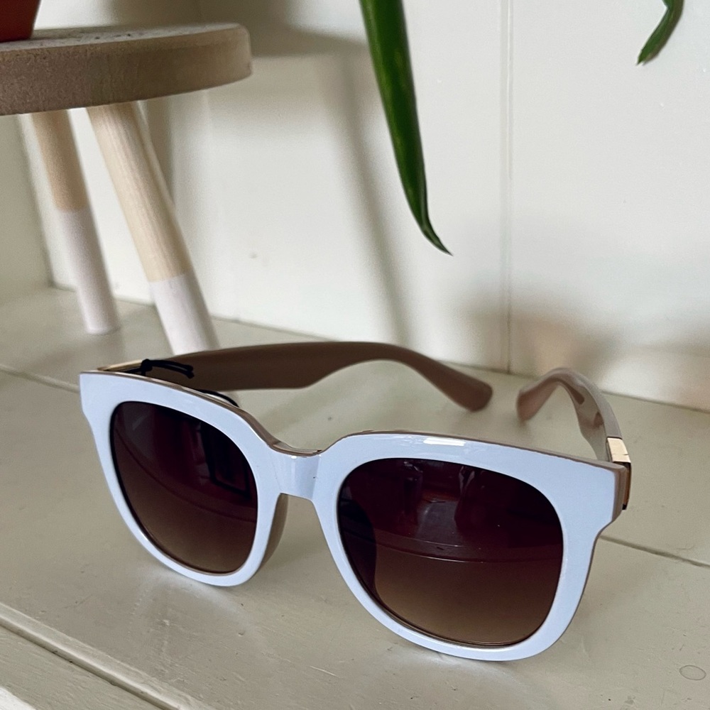 Classic White & Beige Sunglasses